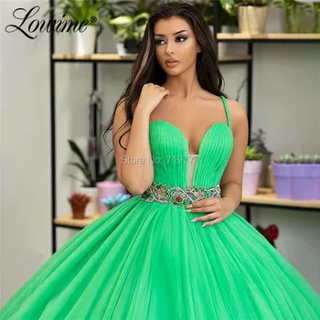 Printesa Puffy Rochii De Bal Verde Ștrasuri Din Mărgele Couture Rochii De Seara Formale Middle East Dubai Rochie De Petrecere 2020 Vestidos De Fiesta