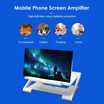 8 Inch Hd 3D Telefon Mobil Lupă de Ecran de Afișare Extinsă Pentru Smartphone Ecran de Telefon Stand Suport Pliabil de Birou Suport