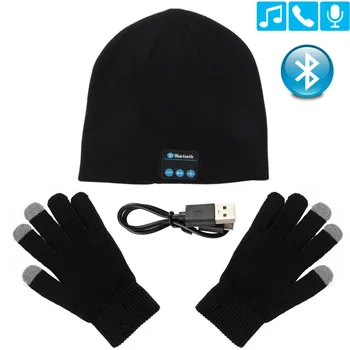 Căști Bluetooth Pălărie De Iarnă Caldă Tudorache Muzica Capac Cu Mănuși, Cască Fără Fir Bluetooth Boxe Cu Microfon Sport Hat Cască