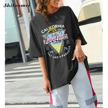 Tricouri Femei Harajuku Agrement Simplu All-Meci Chic Hip Hop Streetwear Lung Femei Vrac Prietenul Tricou Maneca Jumătate Tees