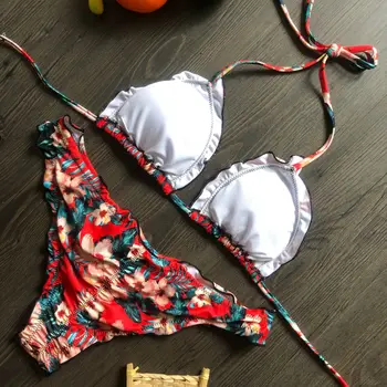 Imayio Florale set de Bikini Triunghi de Top, cu cheeky jos dropshipping