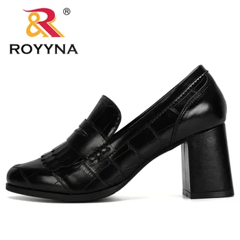ROYYNA 2020 Noi Designeri Elegant Ciucuri Pompa Doamnelor Alunecare Pe de Înaltă Calitate Femei Tocuri Indesata Femeie Pantofi pentru Femeie Încălțăminte Rochie
