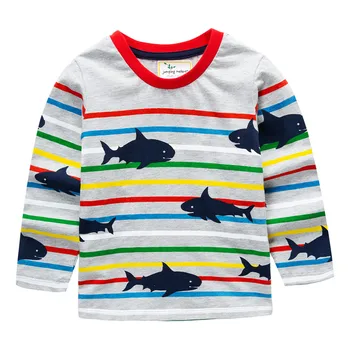 Baieti t shirt rechin aplicatiile tricouri pentru baieti de toamnă de primăvară de bumbac uzură dungă imbracaminte copii 2020 tricouri copii băiat