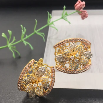 Lanyika Bijuterii de Moda Distinctiv Delicate Gol Cercei Floare Completă Micro inlay Micro Placat cu Banchetul Popular cel Mai frumos Cadou