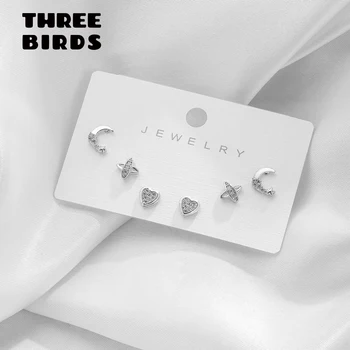 Moda Cubic Zirconia Luna, Stele, Inima Set De Cercei De Aur De Argint De Culoare Stud Seturi De Cercei Pentru Femei Coreeană Bijuterii 2020
