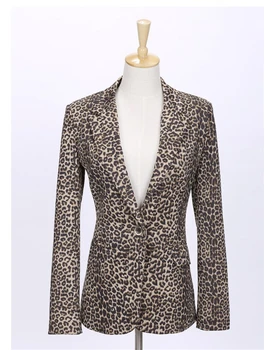 Mai nou de Primăvară de Moda pentru Femei Sacou Slim Full Leopard de Imprimare Haina de la Costumul Feminin Un singur Buton de Îmbrăcăminte exterioară Plus Dimensiune Sacouri S-3Xl J863
