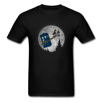 Extraterestru Dr. Care T-shirt pentru Bărbați Tardis Topuri de Desene animate Amuzant Tricou Luna Imprimat Tricouri Haine de Bumbac Negru