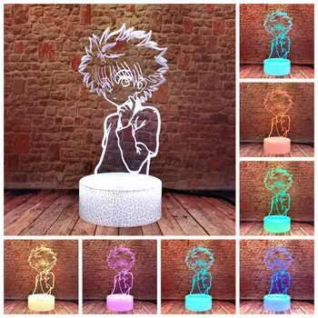 Killua Anime Figuras 3D cu LED-uri Colorate Atinge Birou Copii de Dormit Veioza Model Hunter X Hunter Figura Jucării pentru Copii