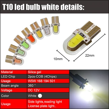 500x LED T10 194 W5W LED 168 COB Siliciu Masina Super-Luminos Rândul său, Partea de inmatriculare Bec Lampa DC12V