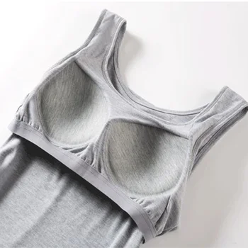 De vânzare la cald Femei Construit în Sutien Căptușit Rezervor de Top de sex Feminin Modal Respirabil Fitness Bretele Topuri Solidă Push-Up Sutien Vesta Blusas Femininas