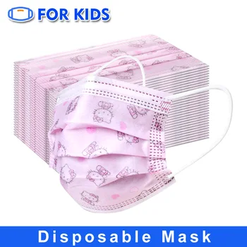 50pcs Copii Mască de Unică folosință, 3 Straturi nețesute, Anti-Praf, Filtru Masca Respirabil Tesatura topitură suflată de Igienă Protecție de Sănătate a Copilului