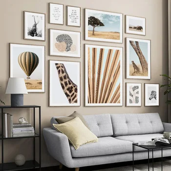 Elefant, Girafa, Zebra Punct Abstract Frunze De Arta De Perete Panza Pictura Nordică Postere Si Printuri Poze De Perete Pentru Living Decorul Camerei