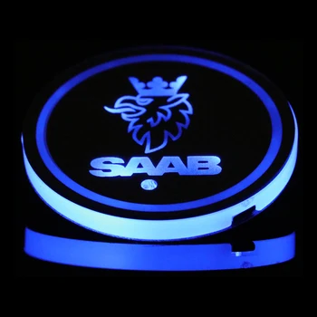 2X Led Logo Car Cupa lumina Pentru Saab 9-3 9-5 9000 93 900 95 42250 42252 9-2X 9-3 lumina Luminos Coaster Băuturi Titularii Accesorii