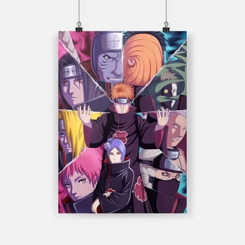 Colab Akatsuki Naruto Anime Poster Înrămat Cadru De Lemn Panza Pictura Arta De Perete Decor Camera De Zi Studiu Decor Acasă Printuri