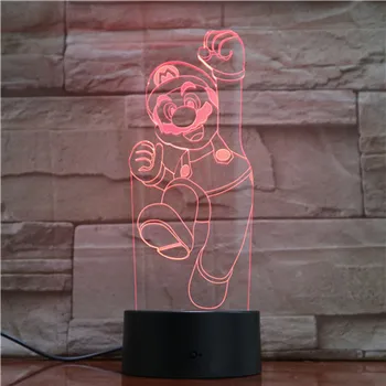 Super Mary Joc Flash 3D LED Lampă Iluzie Lumina de Noapte de Control de la Distanță Tema de Desene animate de Noapte LED Masă Lampă cu Difuzor Bluetooth
