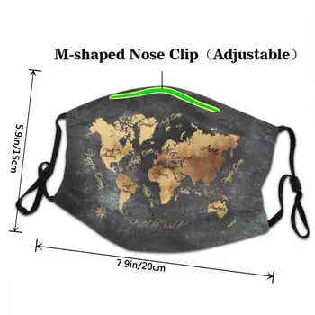 Harta Lumii Masca Anti Ceata De Praf Lavabil Istorie Geografie Masca De Fata Capac Protecție Pentru Adulți Respirator Gura-Mufla