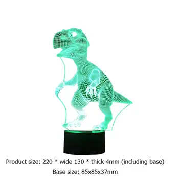 Halloween 3D Dinozaur Lampă cu LED 7 Culori, Touch Control, Lumina de Noapte pentru Copii Cadouri pentru Copii și Adulți Camera de zi Dormitor
