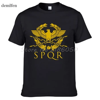SPQR Gladiator Roman Imperial Golden Eagle T-Shirt Mens Casual Scurt, O-Neck T shirt Harajuku Topuri Tricouri Tricou Plus Dimensiune