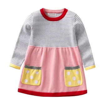 2020 primavara Toamna pentru Fete Noi rochie pulover Copii, pulovar Copii Îmbrăcăminte de Bumbac Tricotate fusta dungi Pulover Jumper