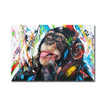 Maimuță Amuzant Gorilla Animal Graffit Abstracte De Arta Pe Panza Pictura Arta De Perete Pentru Camera De Zi De Pat Cameră Modernă Dec Neînrămate