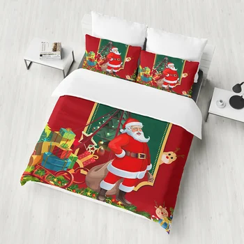 Fanaijia de Desene animate 3D Roșu de Crăciun Set de lenjerie de Pat Mos Craciun Carpetă Acopere Set Copii Cadou de Anul Nou plin de pat set