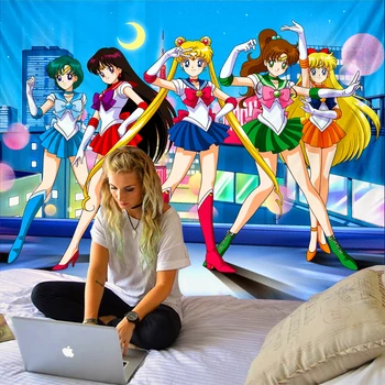 Sailor Moon Tapiserie Anime Kawaii Cameră Macrame Agățat De Perete Macrame Decor Pentru Dormitor Comun De Femei, Dormitor Accesorii Pentru Casa