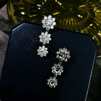 Shipei Argint 925 Creat Moissanite Diamante Nunta De Piatră Prețioasă Formă De Flori Legăna Cercei Știfturi De Bijuterii Fine
