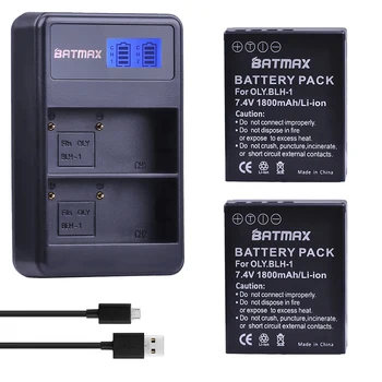2x bateria BLH-1 BLH1 Baterie+LCD Display Dual USB Incarcator pentru Olympus E-M1 Mark II-aparat de Fotografiat
