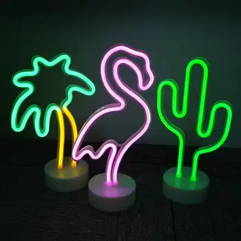 LED Neon Lumina de Vacanță Flamingo Noapte Lampă de Perete de Lumină de Fundal Dormitor Copii Xmas Decor USB de Funcționare a Acumulatorului