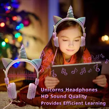 JINSERTA Unicorni Drăguț cu Fir Căști Fete Fiica Muzica Stereo pentru Căști de Calculator Telefon Mobil Gamer Cască Copii Cadou