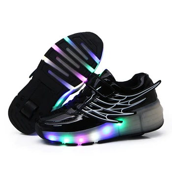2020 Negru Ieftin Copil de Moda Fete Baieti LED Pantofi de Skate Role Pentru copii Copii Adidasi Cu Roti Una roți