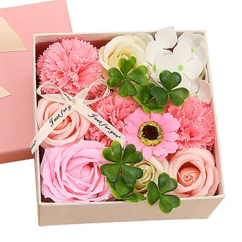 50Pcs/cutie de Ziua Mamei Ziua Profesorului, ziua Recunostintei Card Cadou Garoafa Sapun Flori de Simulare a Crescut Buchet de Flori de Ambalare