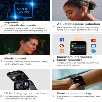Hifi Aur Cască Bluetooth Tws Căști Căști Adevărat Wireless Ceas Inteligent Smartwatch-Bratara Band Bratari Monitor De Fitness