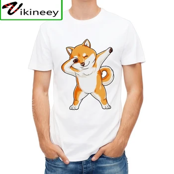 VagaryTees Amuzant tricou Barbati Tamponare Shiba Inu de Moda Teuri Câine de Desene animate Alb T-shirt Doggo și Mingea Lui Topuri Hipster