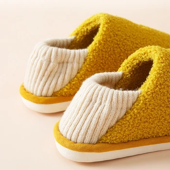 Iarna Noi Slip-on de Casa Papuci de Blană Pentru Femei Dormitor Cald Plus de Bumbac Confortabil Cupluri Pantofi de Casă Solidă Doamnelor Papuci