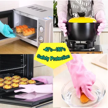 Bucătărie Mănuși de Curățare Silicon Mănuși de Spălat Vase de uz Casnic Perie Praf de Spălat-up Mănuși de Lucru Pentru masina de Spalat Vase JYST01