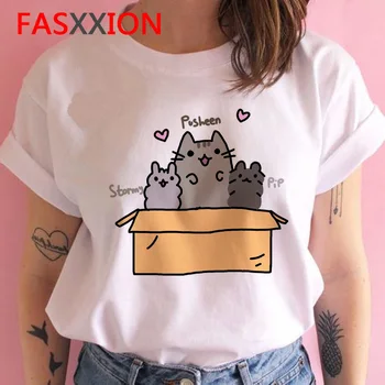 Pusheen cat de kawaii tricou femei harajuku coreean amuzant Casual tricou femei ulzzang Grafic print short sleeve t-shirt de sus