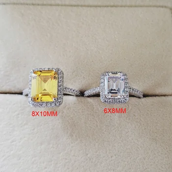Instagram Stil la Modă de Lux argint 925 Logodna Inele de nunta pentru Femei galben albastru negru culoare CZ Bijuterii R1997