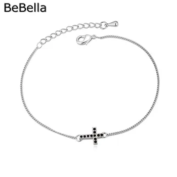 BeBella hristos farmec cruce subțire lanț bratara cu cristale cehă cu bijuterii de moda pentru femei, fete sex feminin cadou în 5 culori