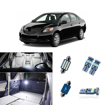 8pcs de Înmatriculare Lumini Auto Alb Becuri cu LED-uri Lumina de Interior Kit Harta plafonieră Pentru Toyota Yaris 2007 2008 2009 2010 2011