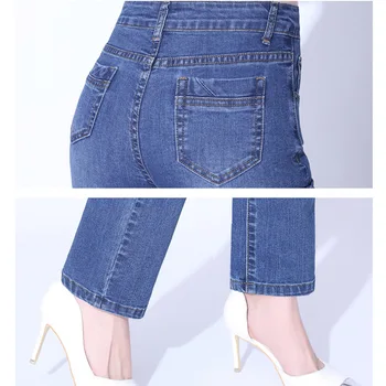 Noul Brand De Lux Pantaloni Femei Talie Mare Skinny Stretch Blugi Femei Albastru Inchis Slim Fit Pantaloni De Înaltă Calitate, Pantaloni