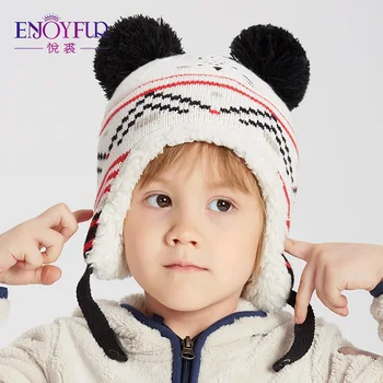 ENJOYFUR Copii Pălării Pentru Fete Baieti Copii de Iarnă Pălării Cu Blană Pom Pom Urechi Capace Gros de Iarna Cald Băieți Pălărie