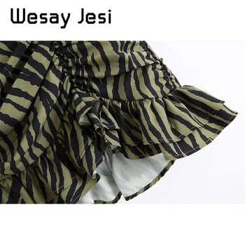 2020 Femei de Moda Fuste Verde Model Zebra Volane Plisate Scurte, Stramte Hip Fuste pentru Femei, Fuste