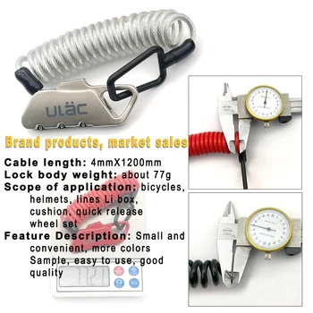 ULAC blocare Mountain Bike-U de Blocare Anti-furt Parola Încuietori pentru Biciclete Cablu 3 numere parola 4 *1200mm Mini Cablu de Blocare de Siguranță