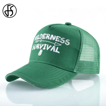 FS Înaltă Calitate Streetwear 5 Panel Cap în aer liber, Plasă de Trucker Hat Bărbați Femei Reglabil Verde Galben Scrisoare de Imprimare Sepci de Baseball