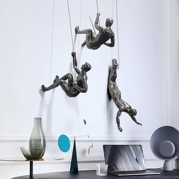 3D Creative Bărbați Alpinism Rășină Sculptura Pridvor Agățat de Perete Camera de zi Fond de Decorare Perete Mobilier Meserii