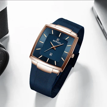 RECOMPENSA Top Brand de Lux Ceasuri Barbati Om Negru Ultra-subțire Plasă de oțel inoxidabil Ceasuri de mână Pentru Bărbați Cuarț Ceas Relogio Masculino