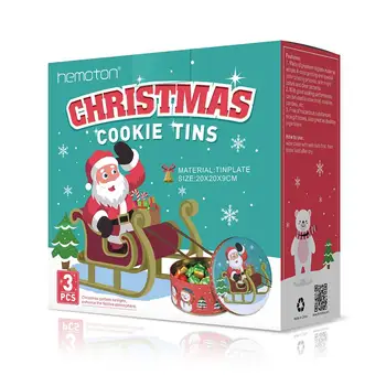 3pcs Crăciun Tablă cositorită Cutii de Cookie-uri Cutii de Bomboane Biscuiți Trata Cutii Mic Cadou Caz Petrecere de Crăciun, Cutii de Cadouri