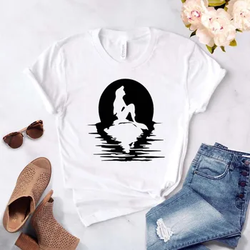 Printesa sirena de Imprimare tricou Femei din Bumbac Hipster Amuzant tricou Cadou Lady Yong Fata Top Tee Picătură Navă ZY-461