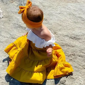 Copil nou-născut Fată de Vară 3Pcs Seturi de Plaja de Moda Volane de Pe Umăr de Sus +Fuste Lungi Seturi Toddler Copii Fete în aer liber se Potriveste